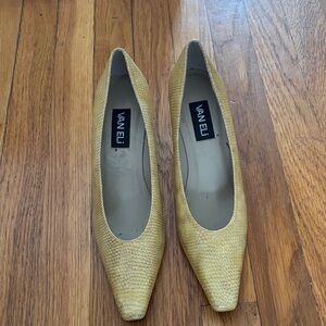 Vaneli Mustard Yellow Textured Heels